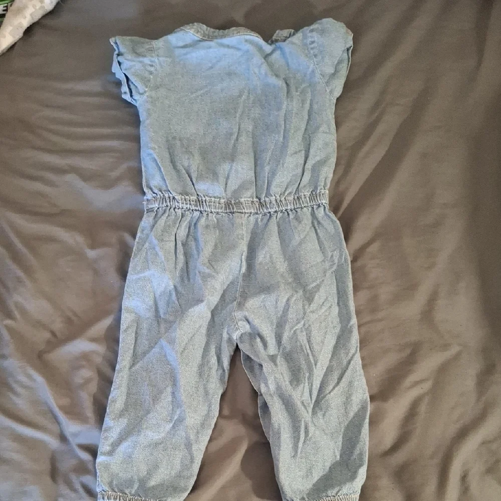Carter's Light Denim Romper with Pink Bow